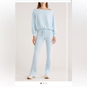 Light Blue Ribbed Knit Set
